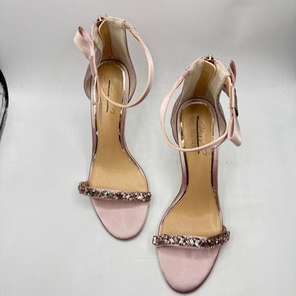 Jewel Badgley Mischka Daley Satin Rhinestone Ankle Strap Heels Size US 9 - Picture 4 of 12